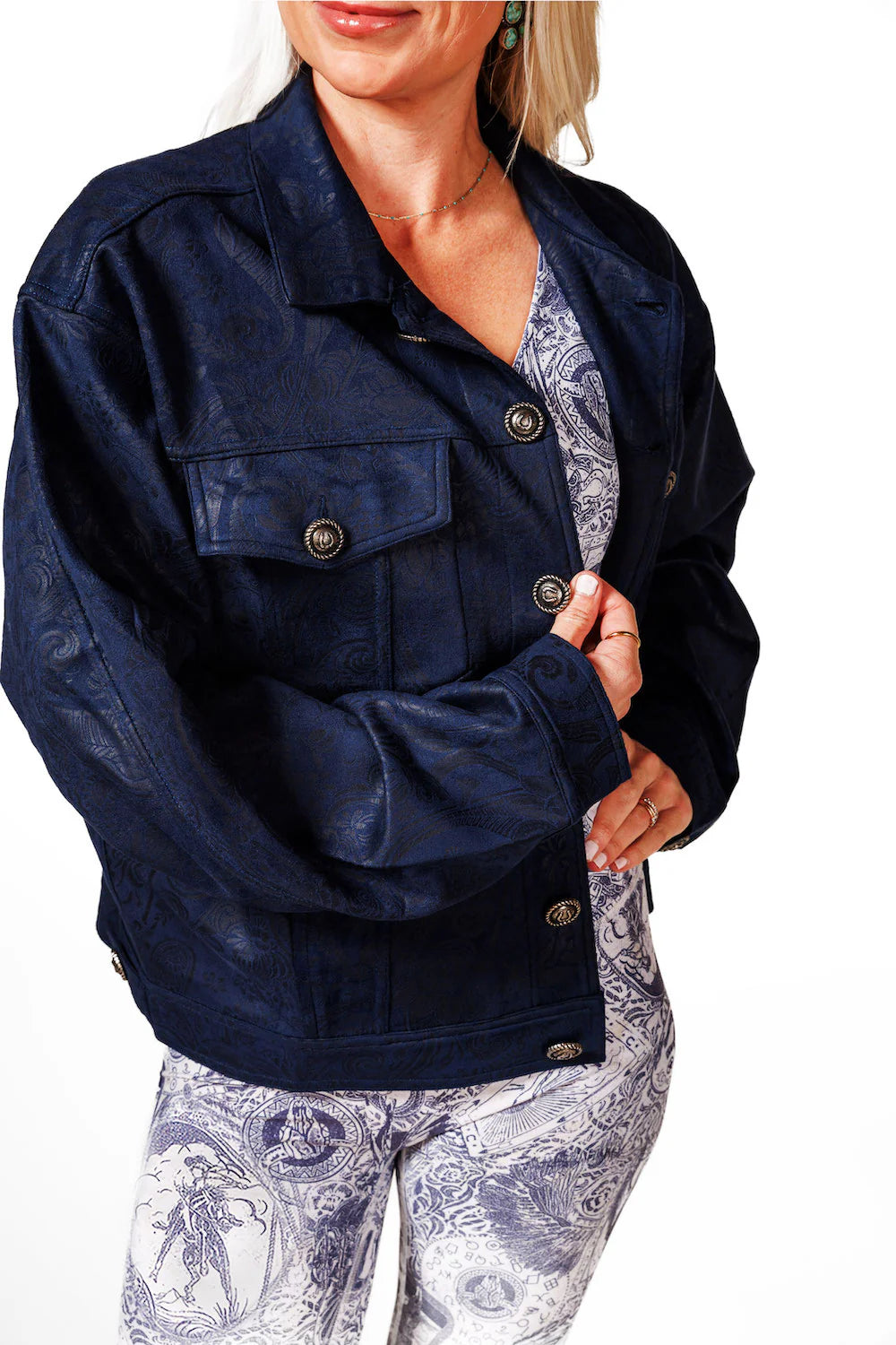 Abilene Suede Jacket - Navy - Tucker Brown