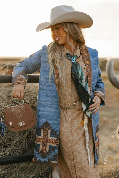 Texas Longhorn Quilted Duster - Tucker Brown