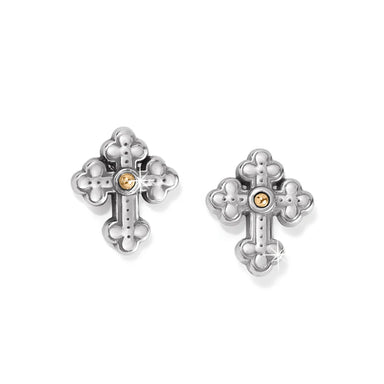 Luna Cross Mini Post Earrings - Tucker Brown
