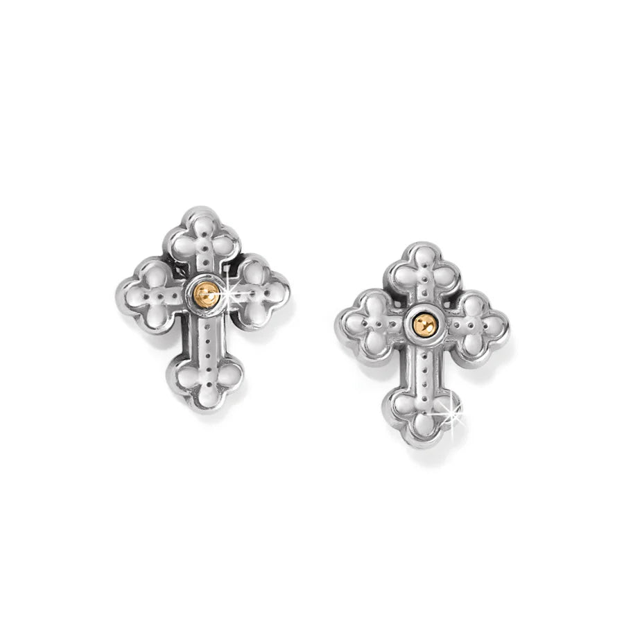 Luna Cross Mini Post Earrings - Tucker Brown