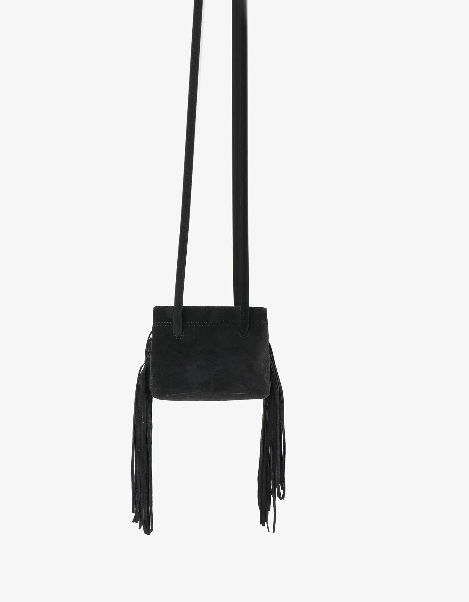 Noe Fringe Faux Suede Bag - Black