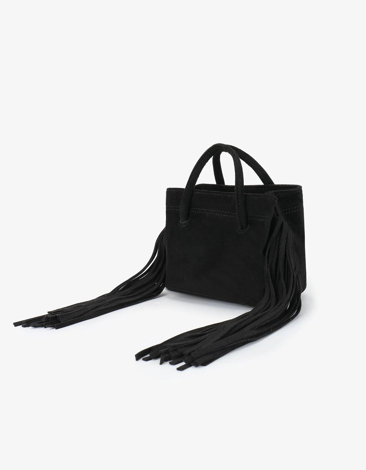 Noe Fringe Faux Suede Bag - Black