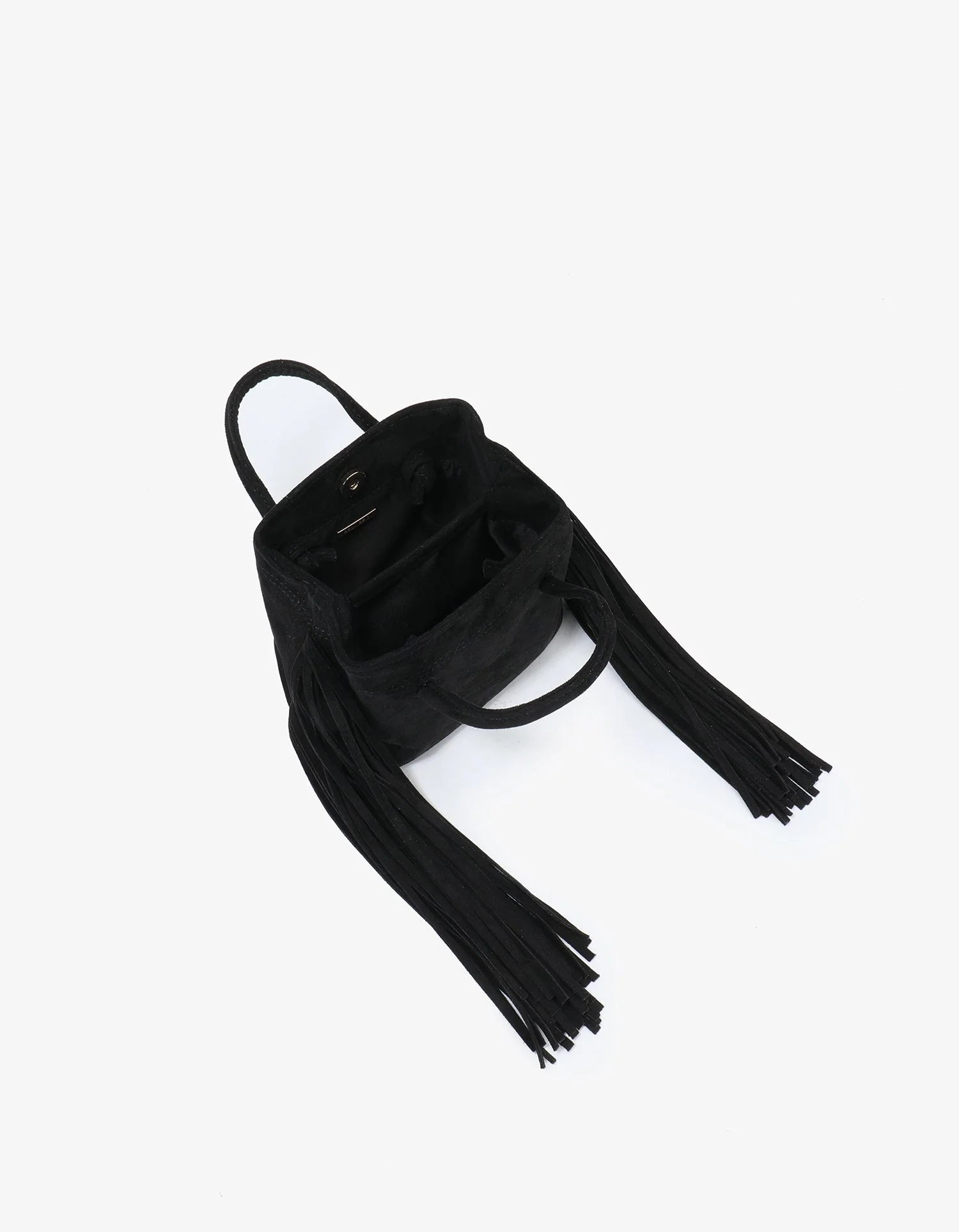 Noe Fringe Faux Suede Bag - Black