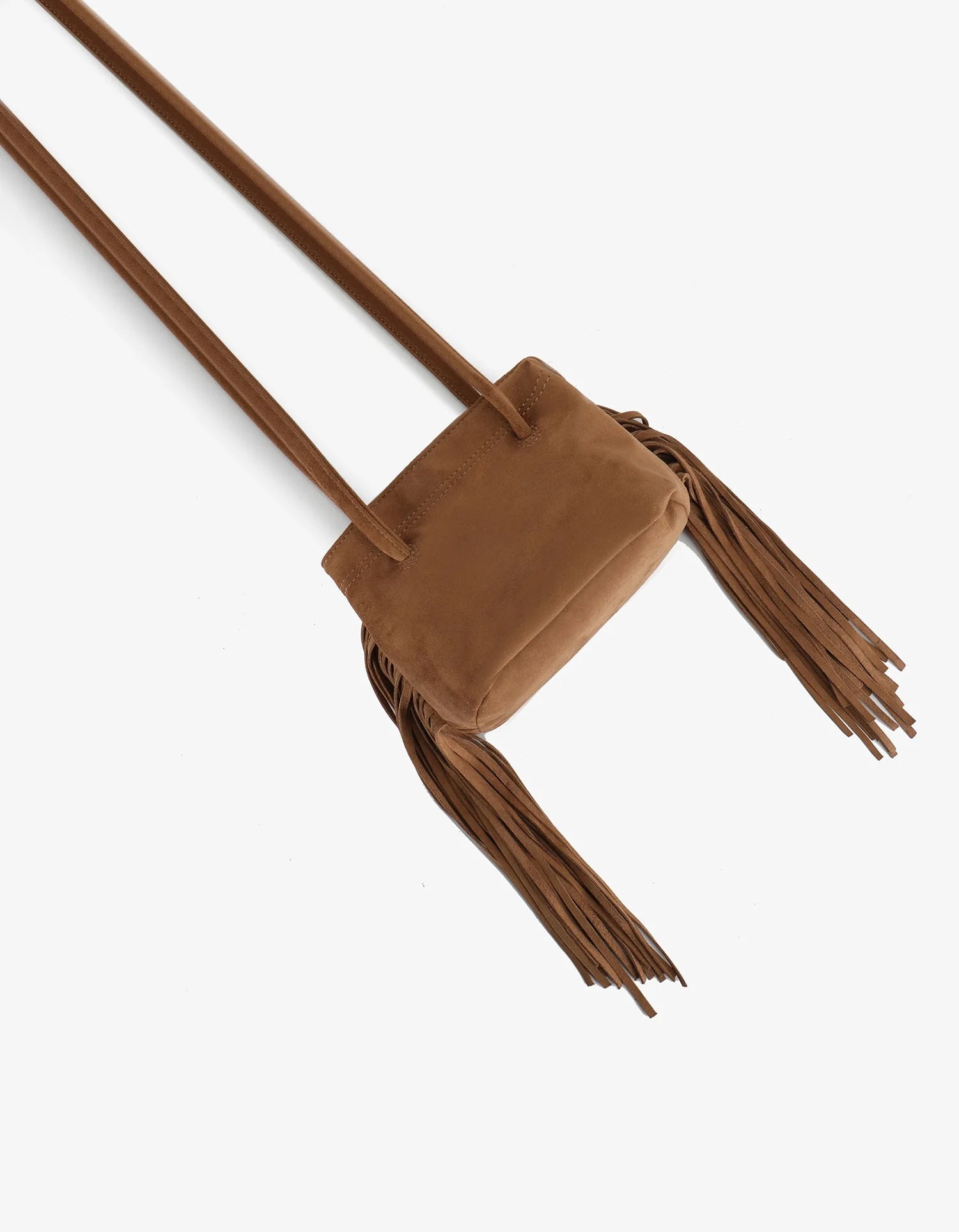 Noe Fringe Faux Suede Bag - Camel