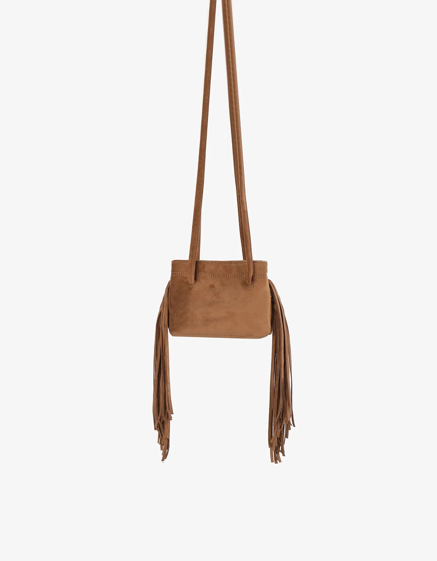 Noe Fringe Faux Suede Bag - Camel