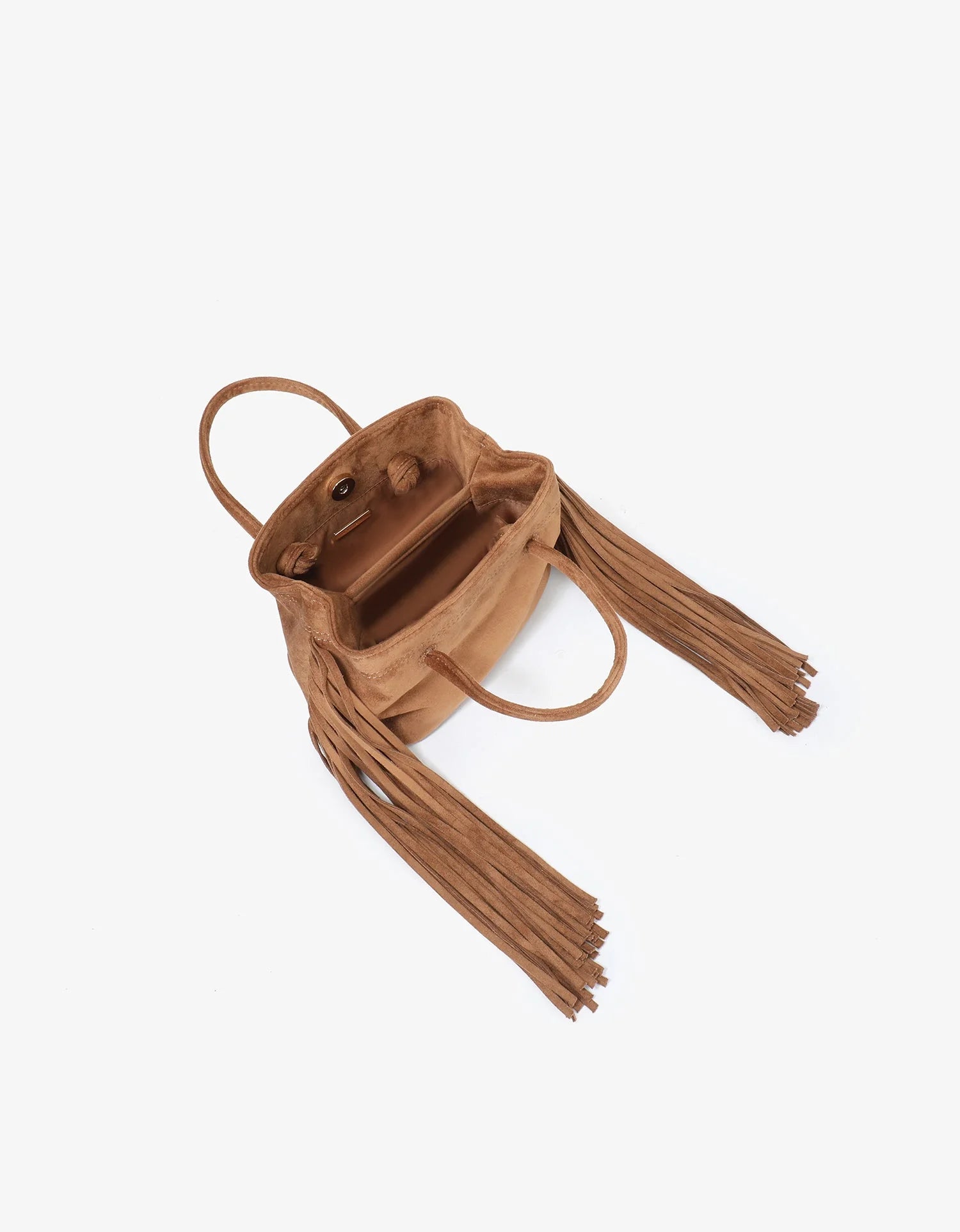 Noe Fringe Faux Suede Bag - Camel