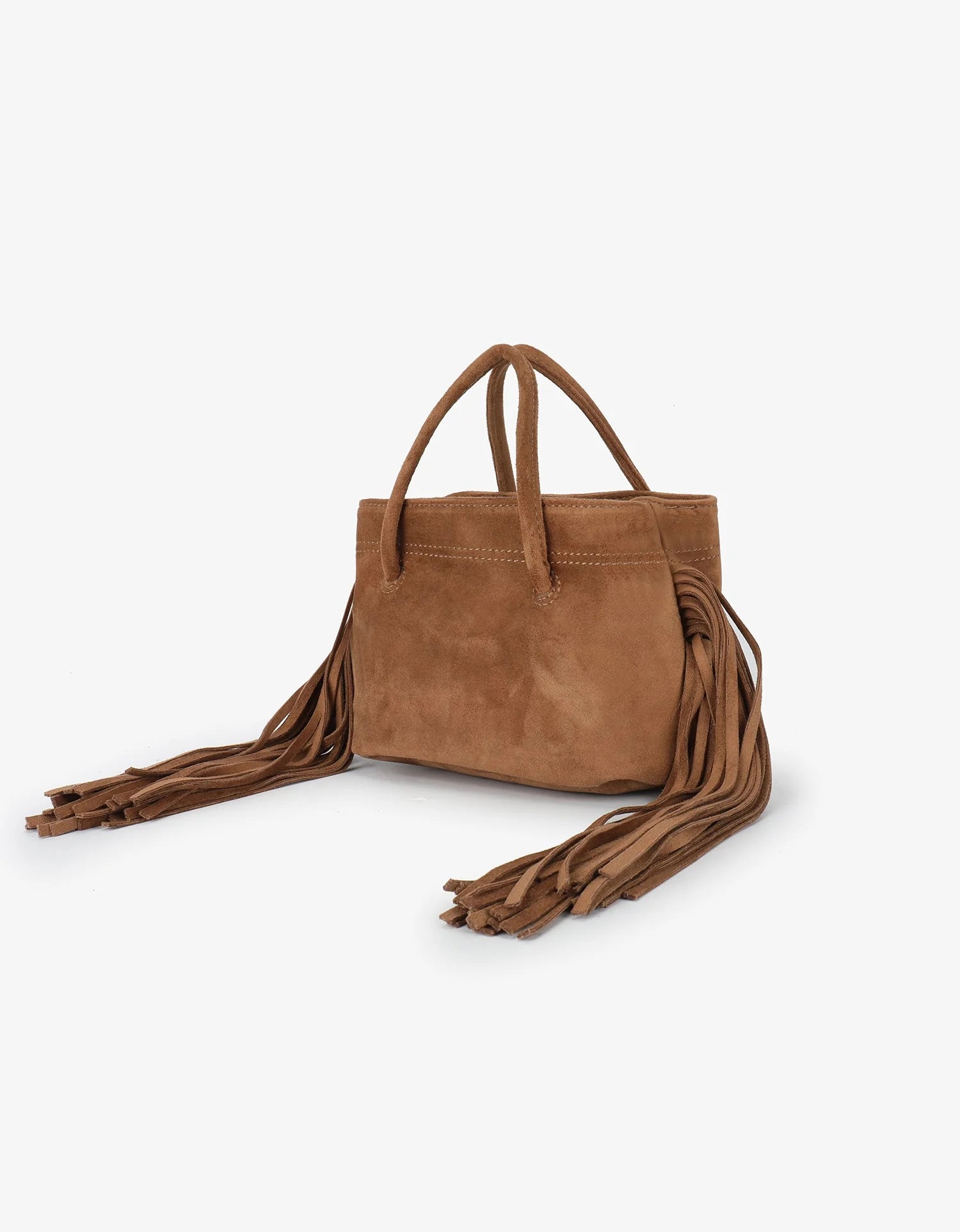 Noe Fringe Faux Suede Bag - Camel