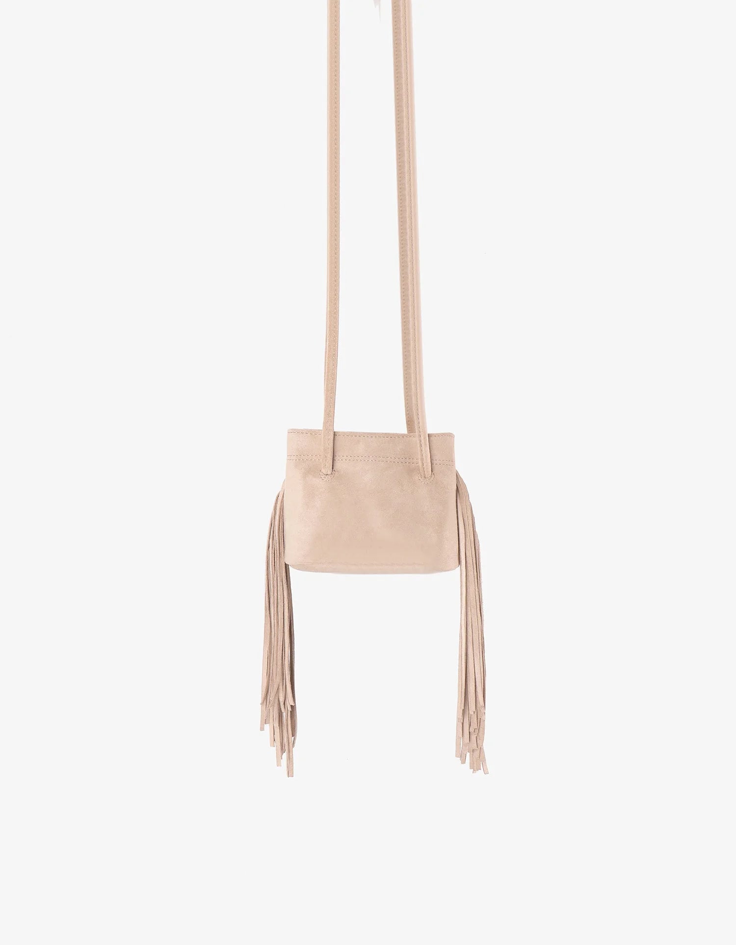Noe Fringe Faux Suede Bag - Cream