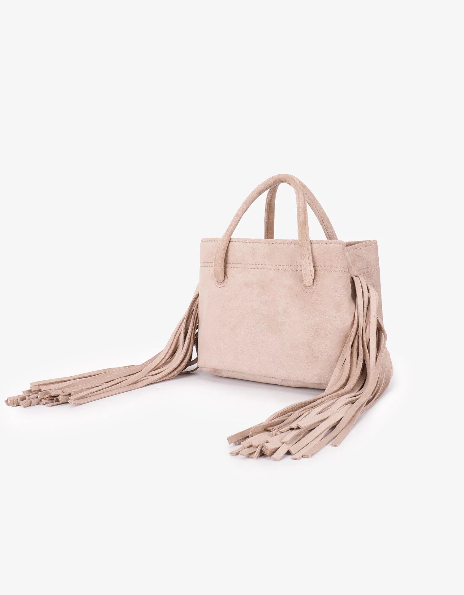 Noe Fringe Faux Suede Bag - Cream