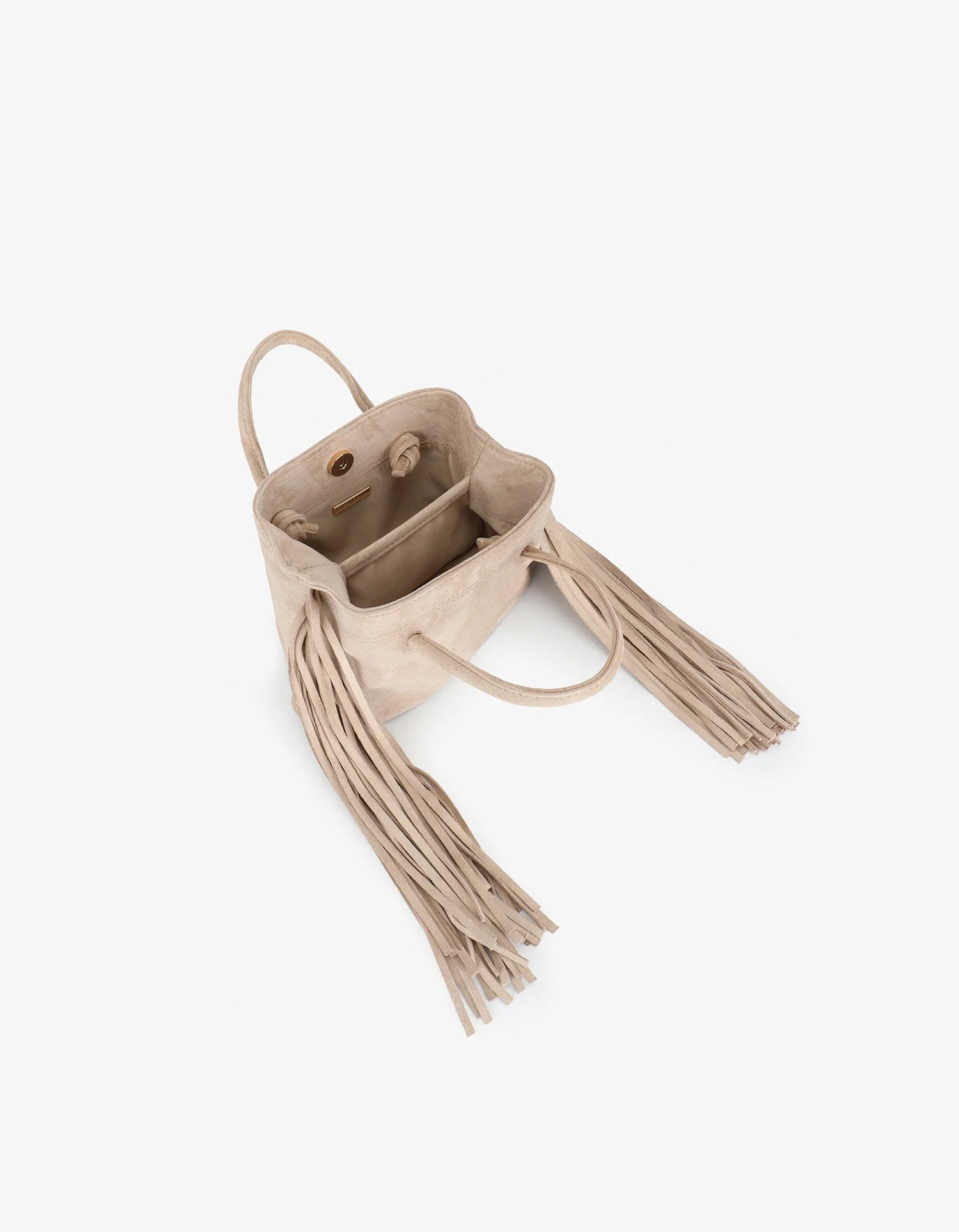 Noe Fringe Faux Suede Bag - Cream