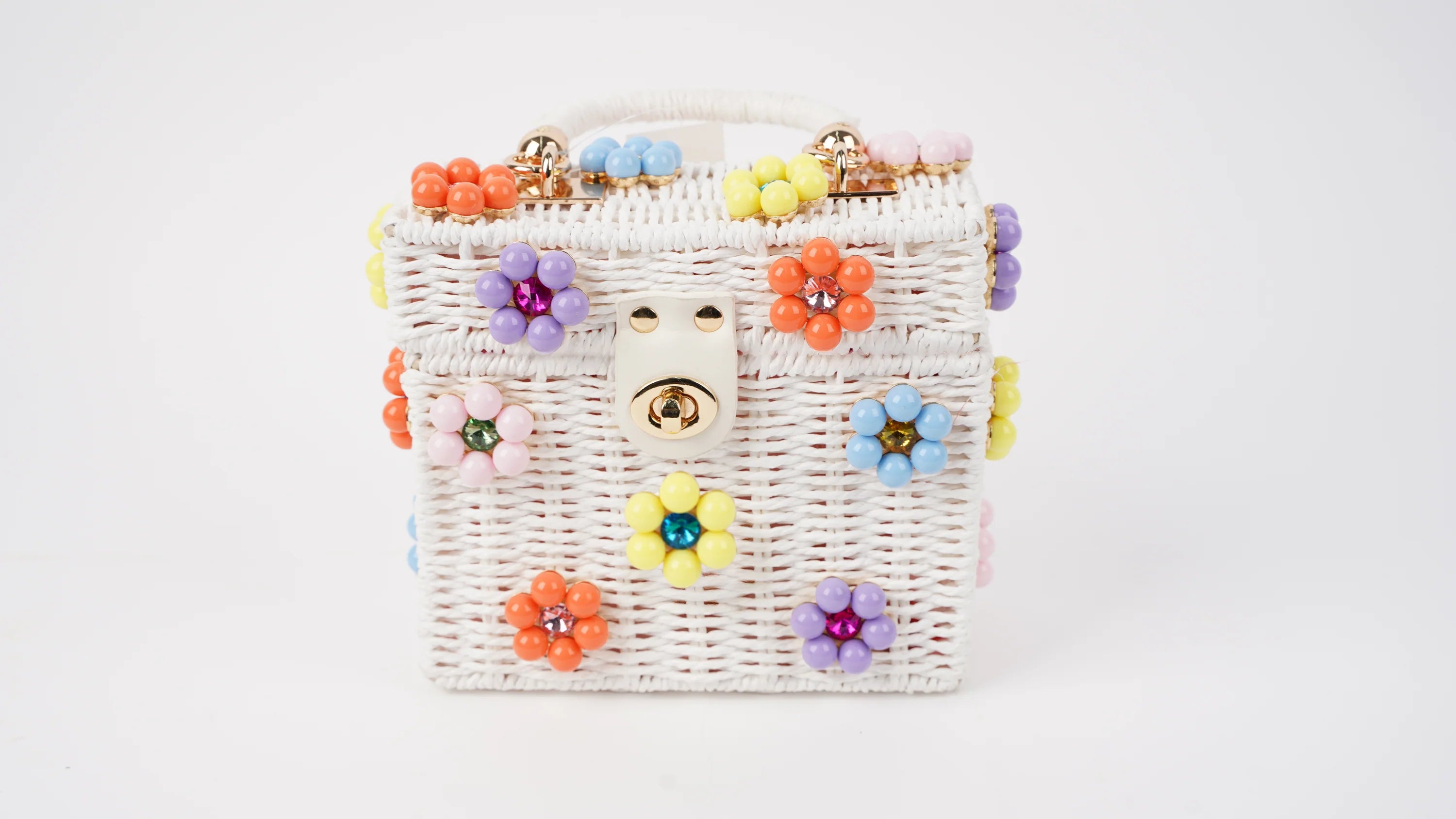 Wicker Daisy Handbag - White/Multi