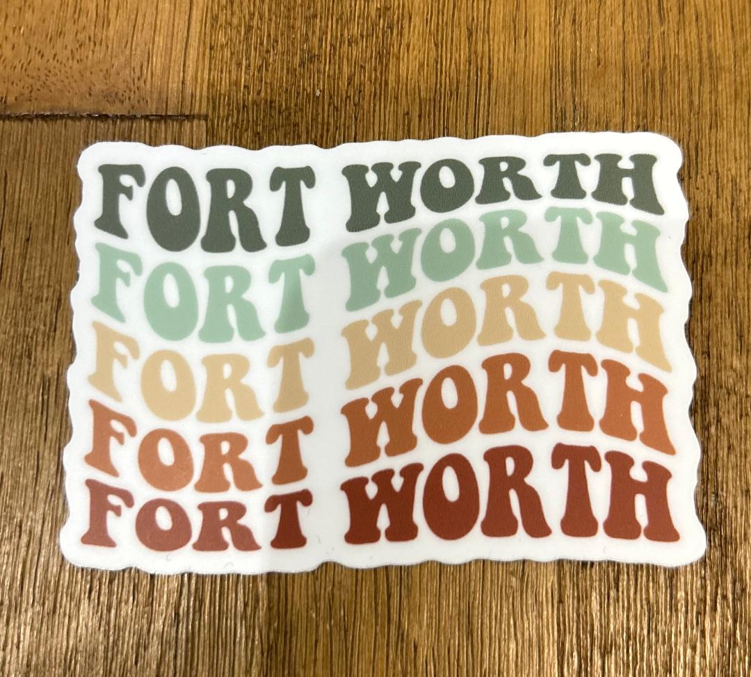 Fort Worth Retro Name Sticker - Forest Green