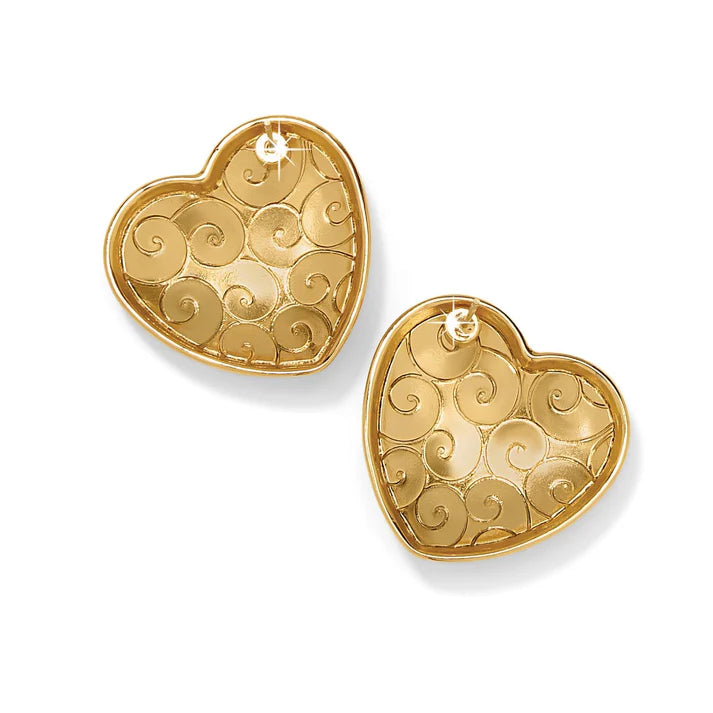 Trianon Heart Post Earrings - Gold