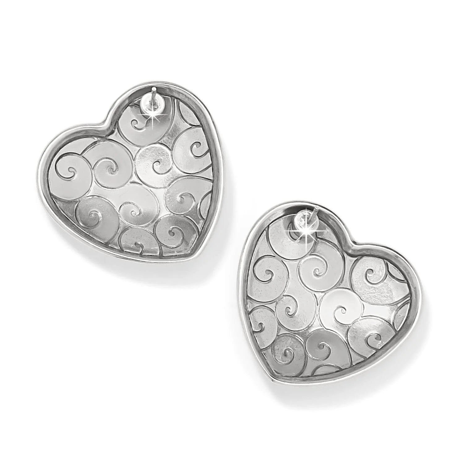 Trianon Heart Post Earrings - Silver