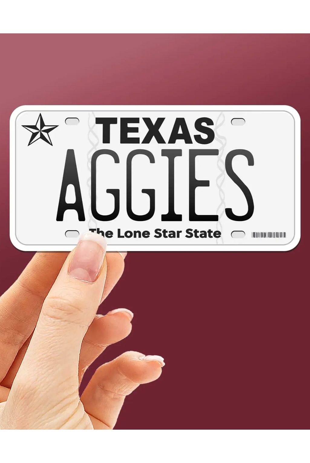 Aggies License Plate Sticker — Tucker Brown