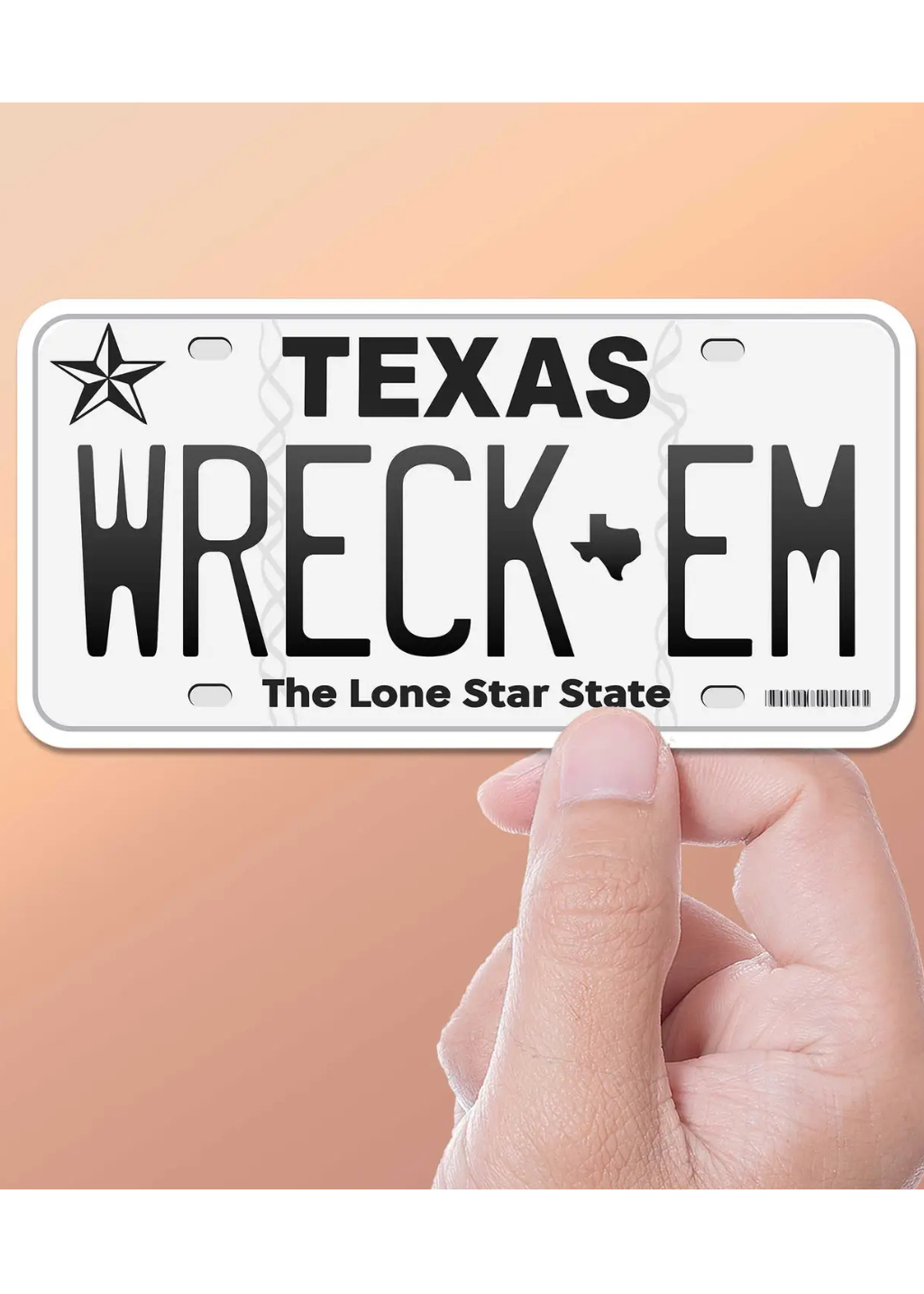 Wreck 'Em License Plate Sticker - Tucker Brown