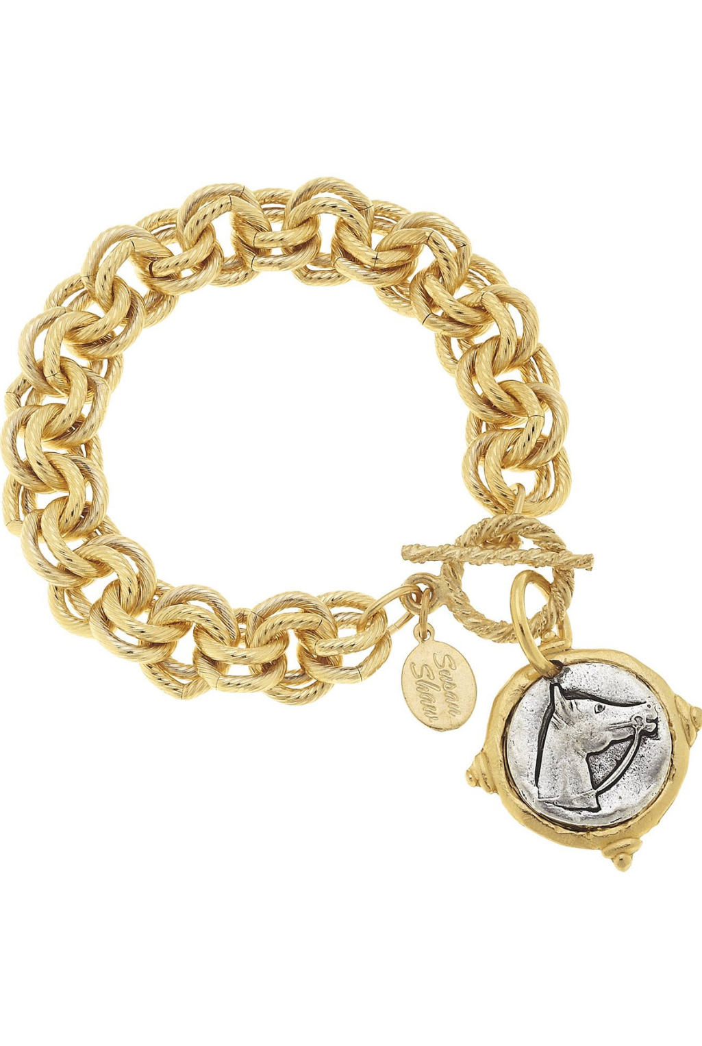 Gold and Silver Intaglio Horse Bracelet