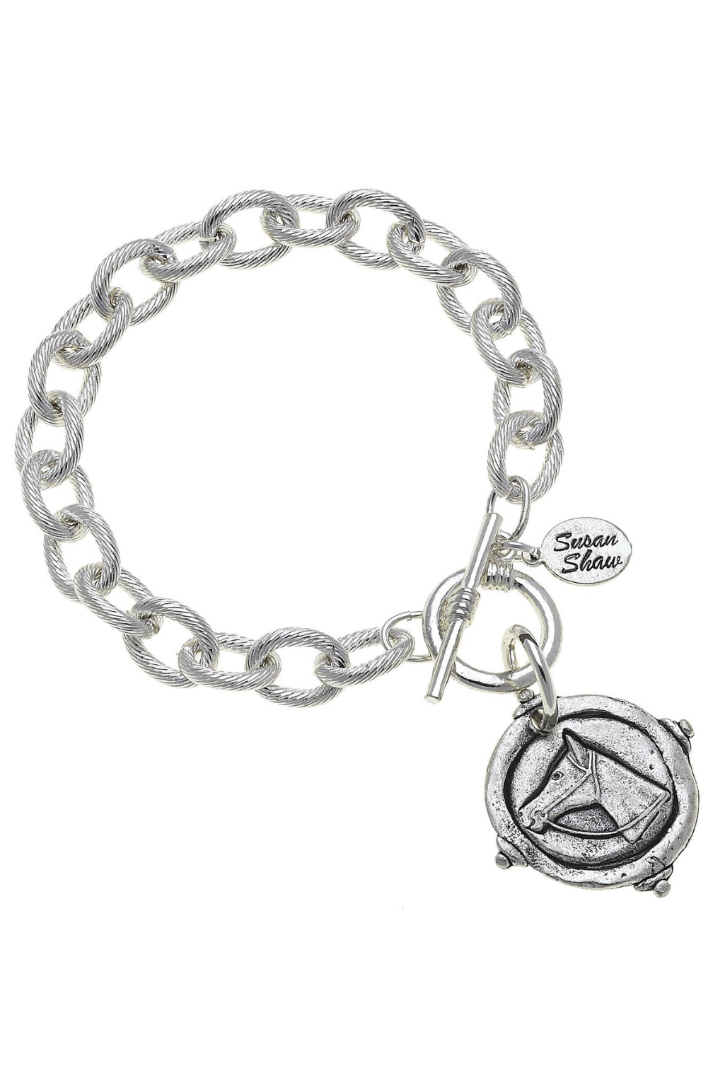 Silver Intaglio Horse Bracelet