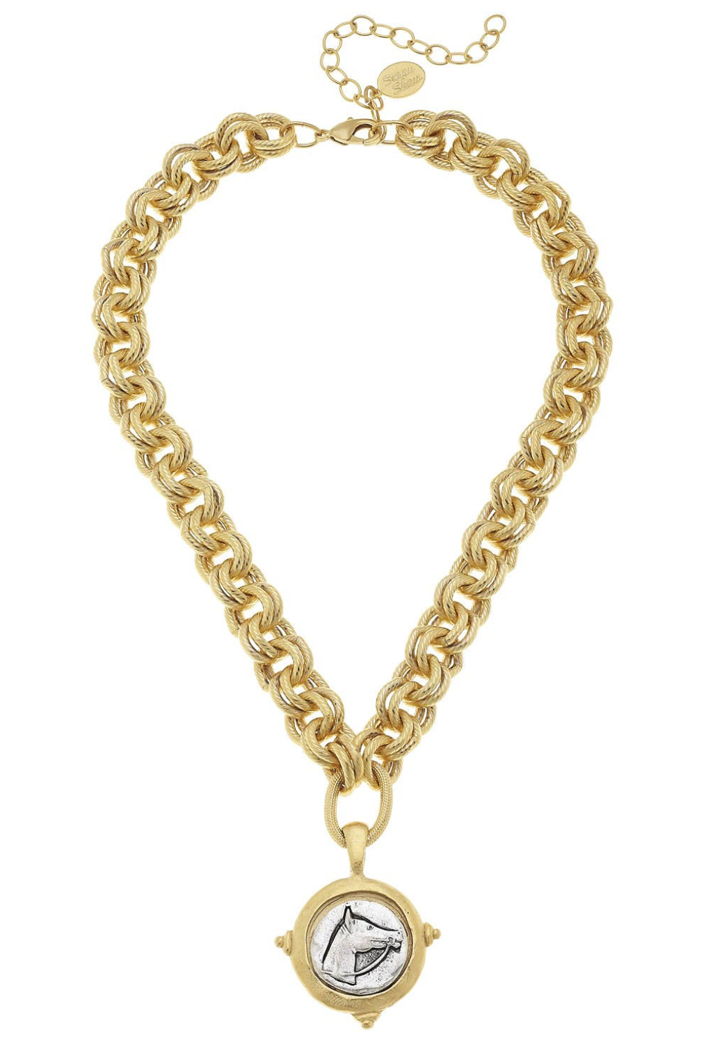 Gold and Silver Intaglio Horse Necklace