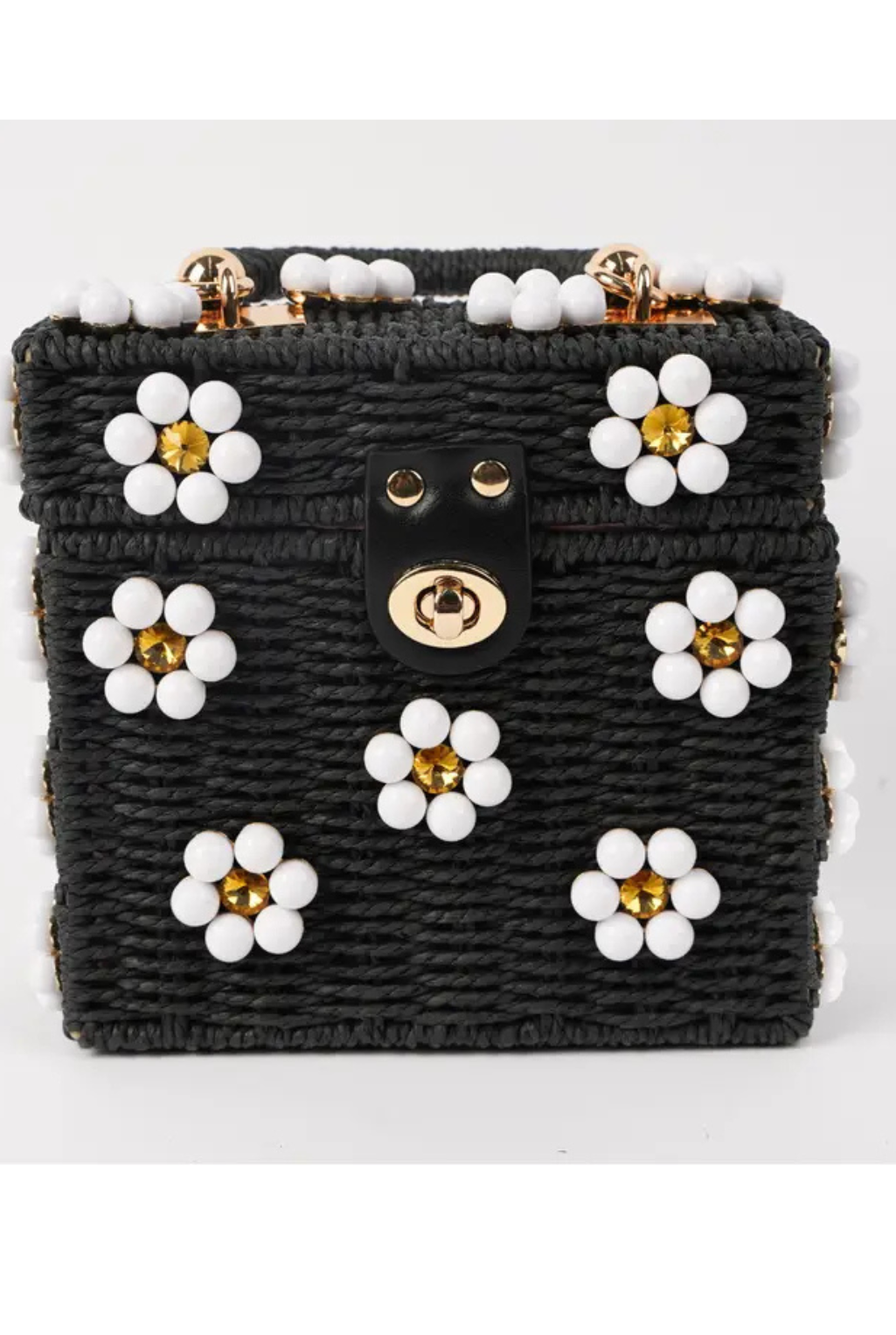 Wicker Daisy Handbag - Black