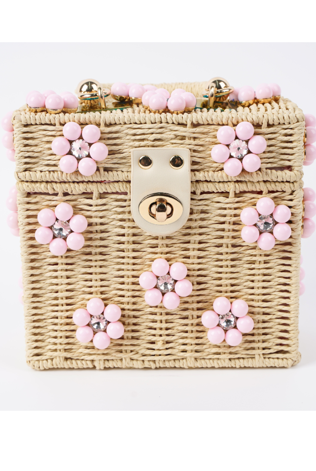 Wicker Daisy Handbag - Cream
