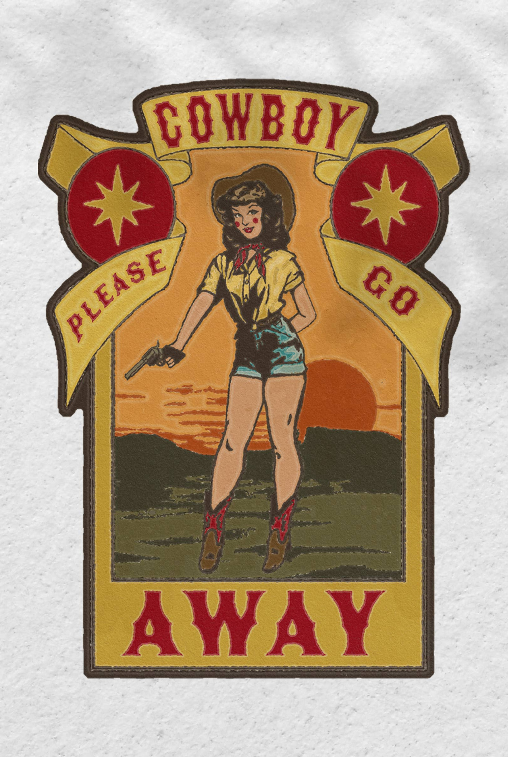 Cowboy Please Go Away Sticker