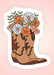 Western Boots Floral Sticker - Tucker Brown