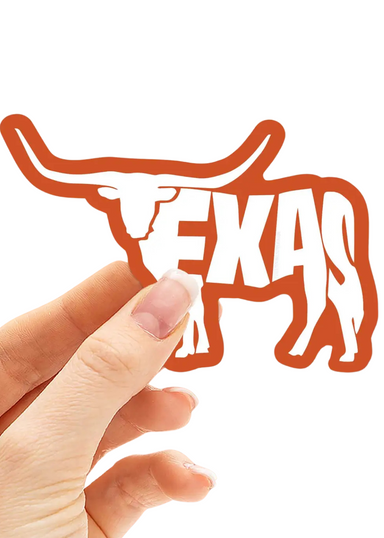 Texas Longhorn Sticker - Small - Tucker Brown