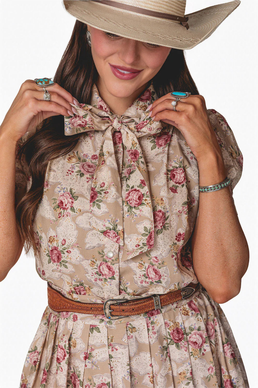 Chantilly Romance Floral Bow Tie Blouse