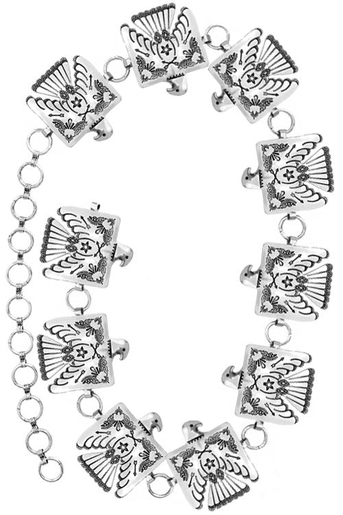 Thunderbird Concho Chain Belt - Silver