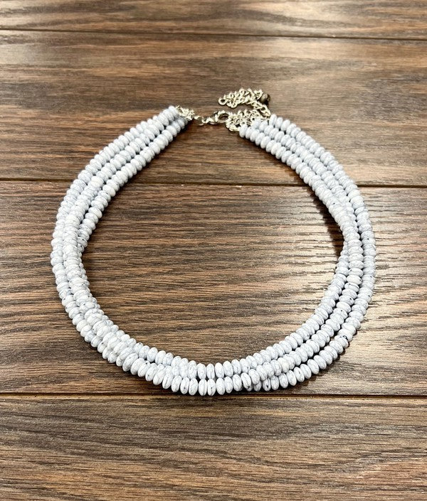 736251 Beaded Necklace - White