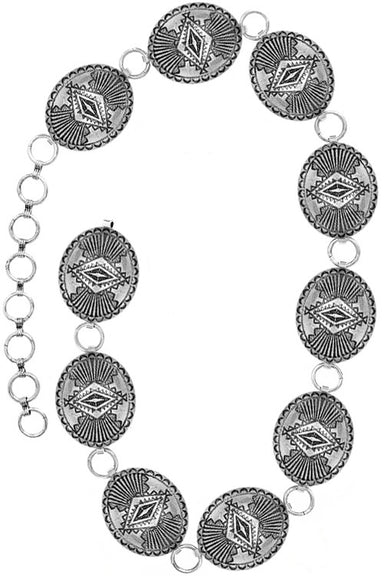 BJ 0038 Concho Chain Belt - Silver - Tucker Brown