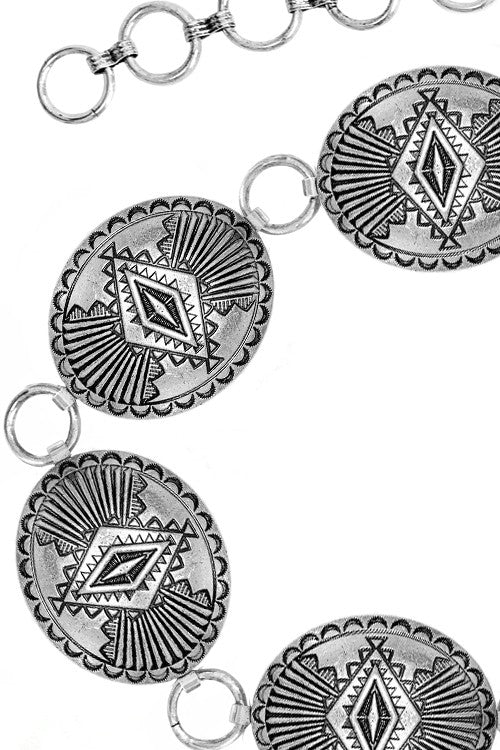 BJ 0038 Concho Chain Belt - Silver - Tucker Brown