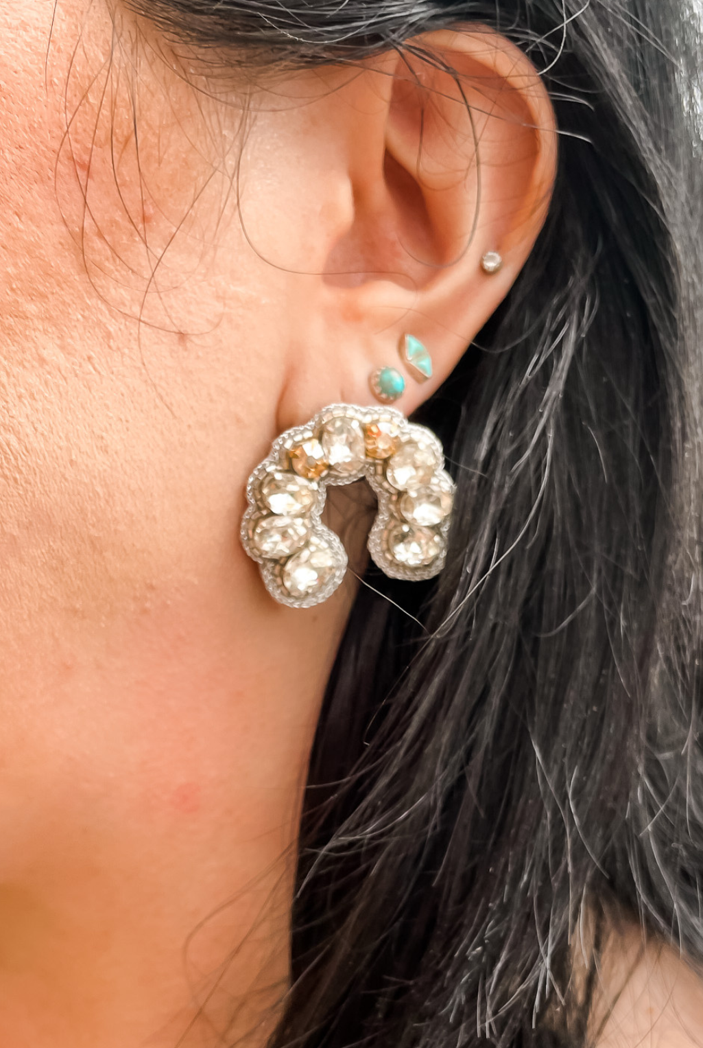 Horseshoe Stud Earrings - Silver