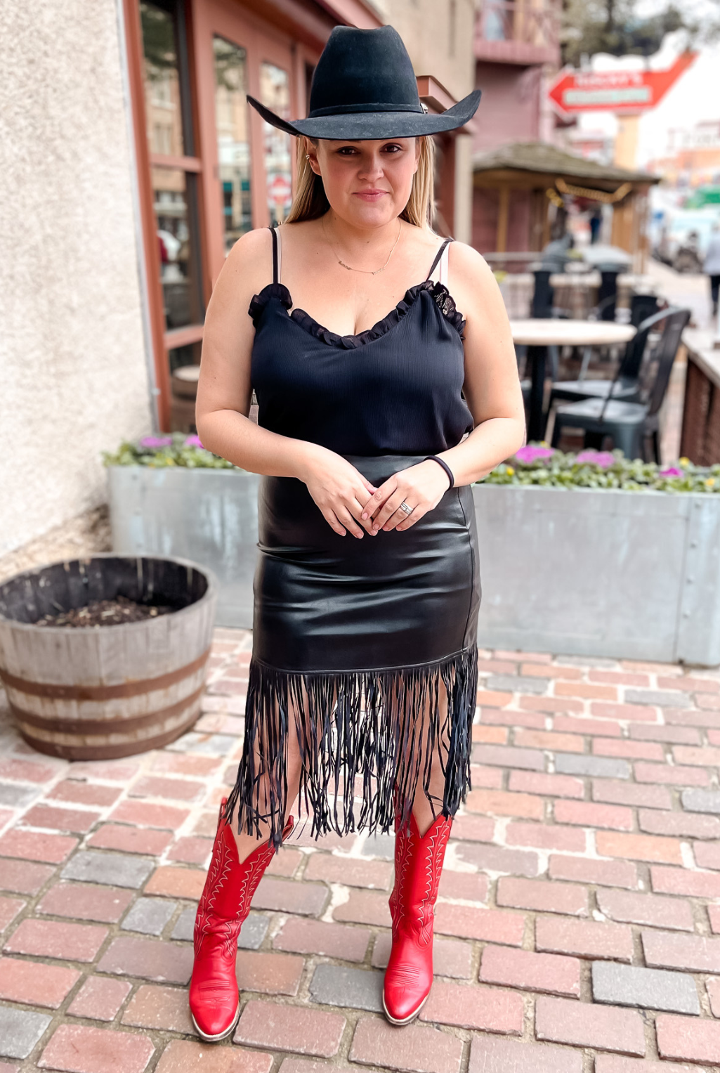 Wild West Vegan Leather Fringe Skirt