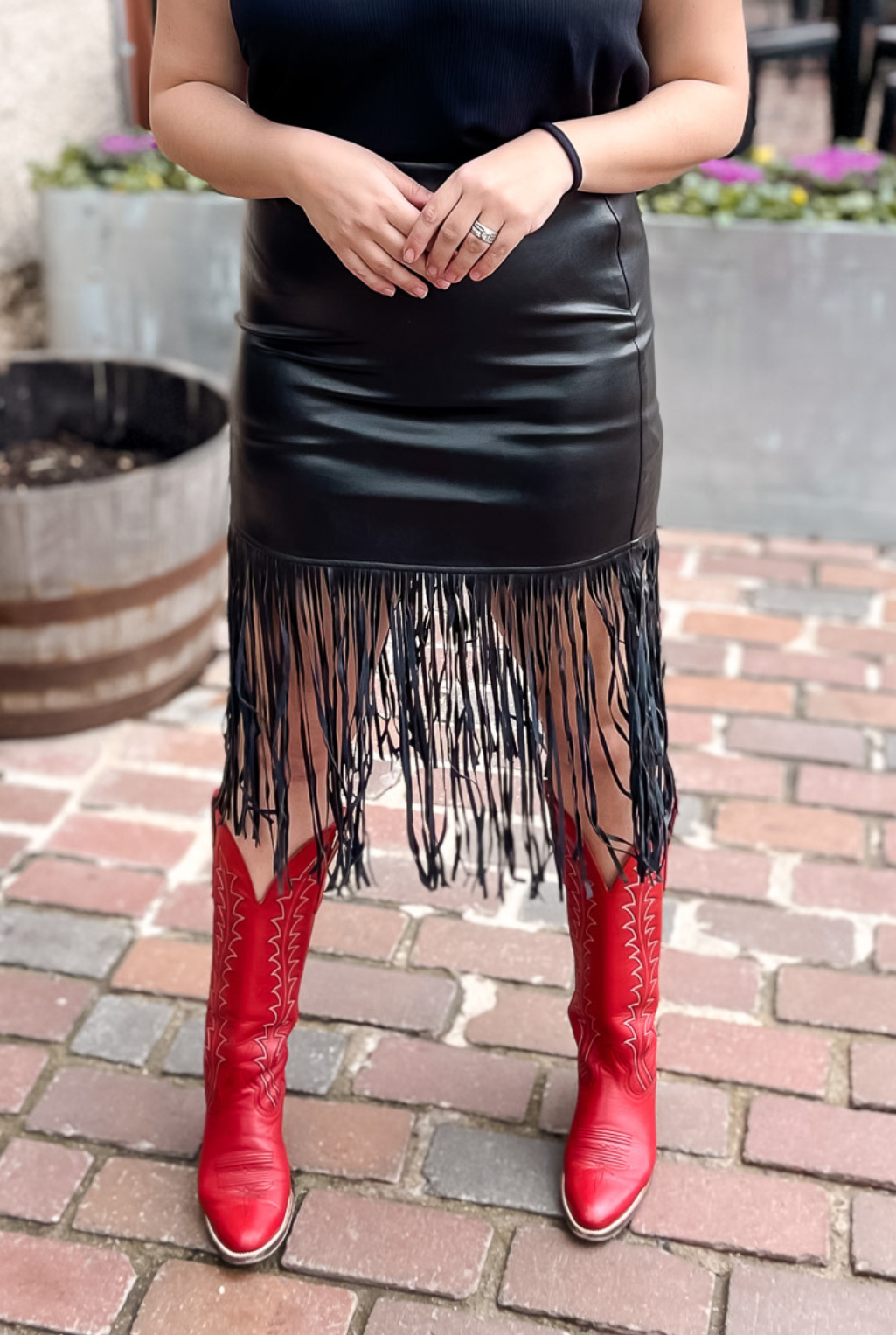 Wild West Vegan Leather Fringe Skirt