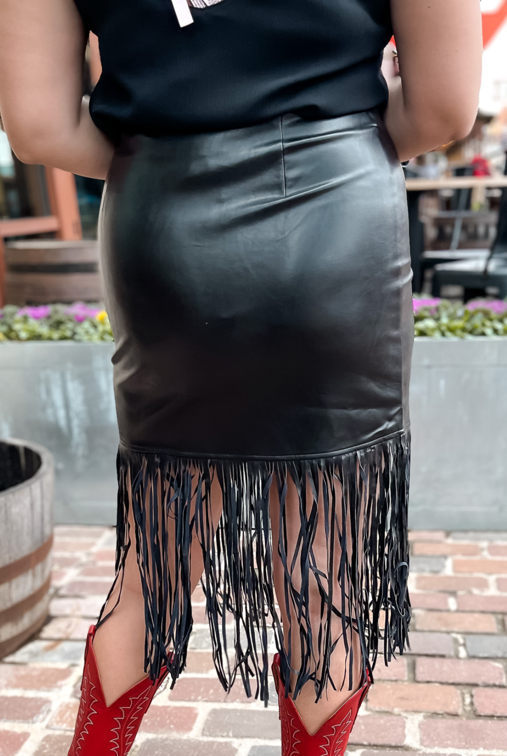 Wild West Vegan Leather Fringe Skirt
