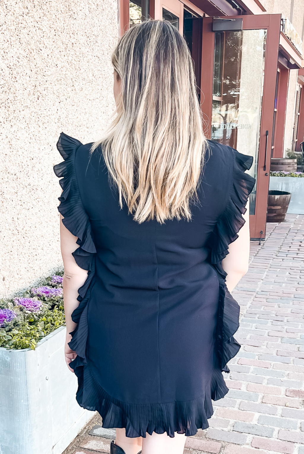 Ruff Edges Mini Dress - Black
