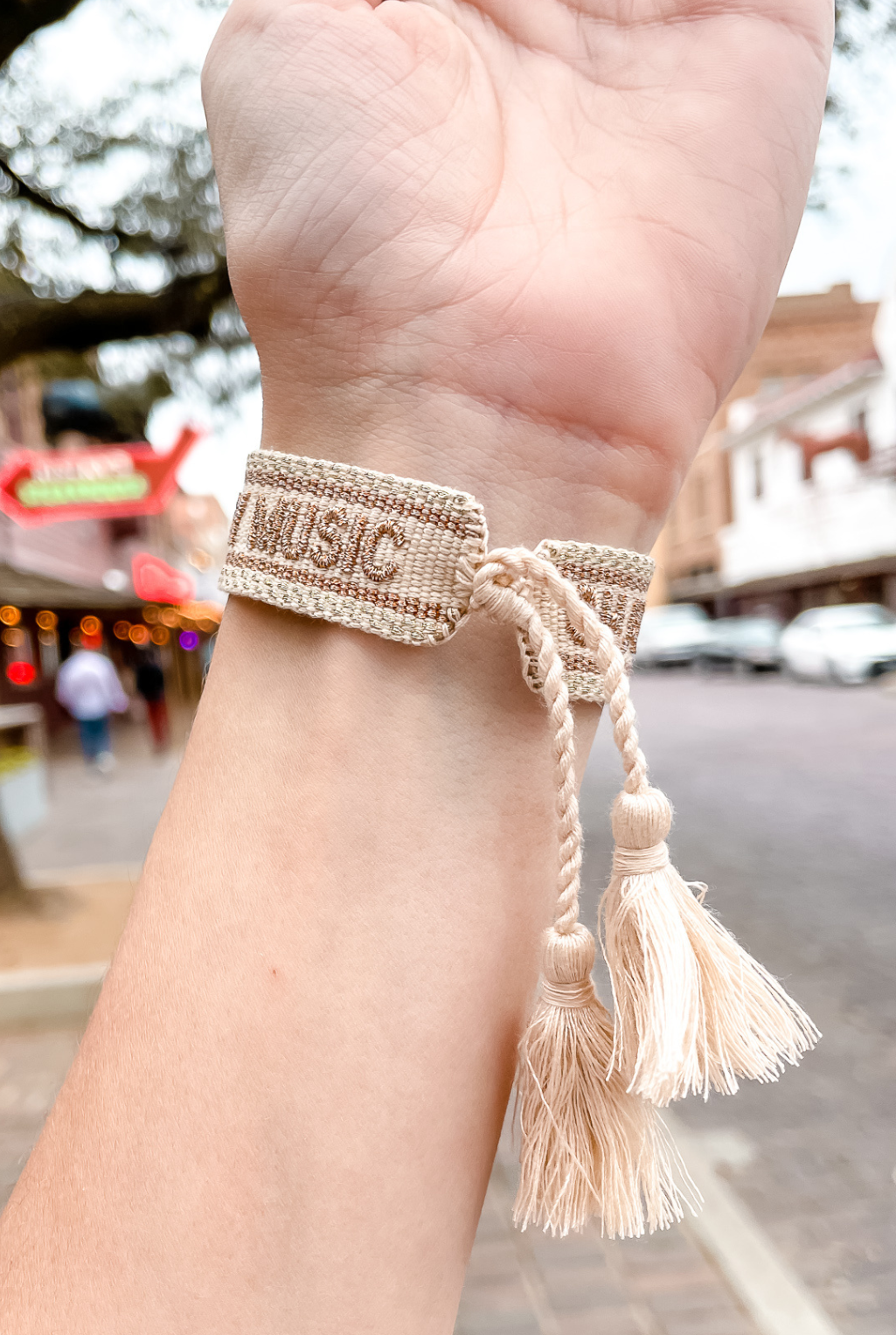 Champagne And Country Music Tassel Bracelet