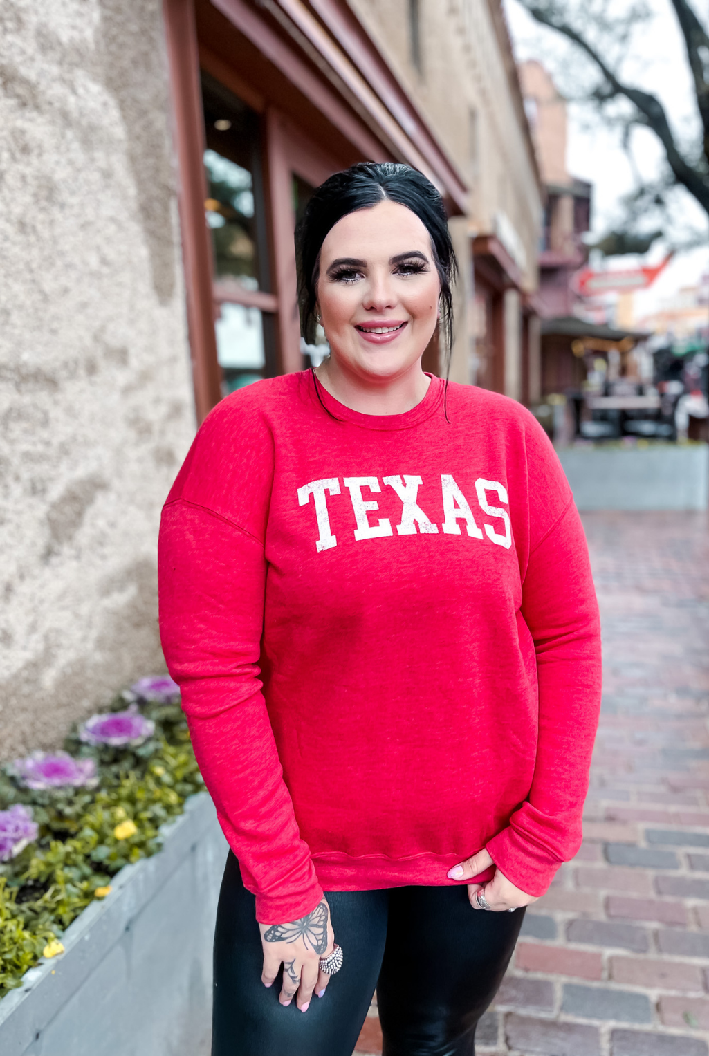 TEXAS Varsity Sweatshirt - Cranberry