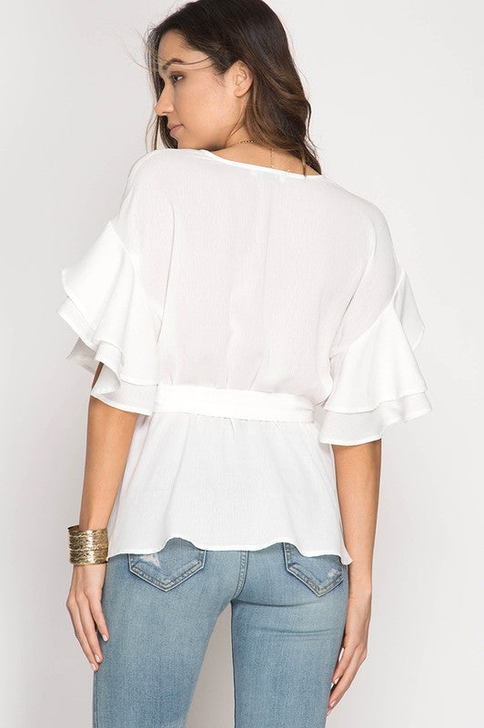 Tied With A Smile Top — White - Tucker Brown