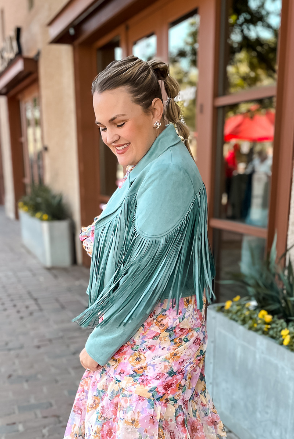 Jolene Suede Fringe Jacket - Turquoise