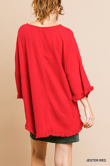 Kelly Frayed Top - Red - Tucker Brown