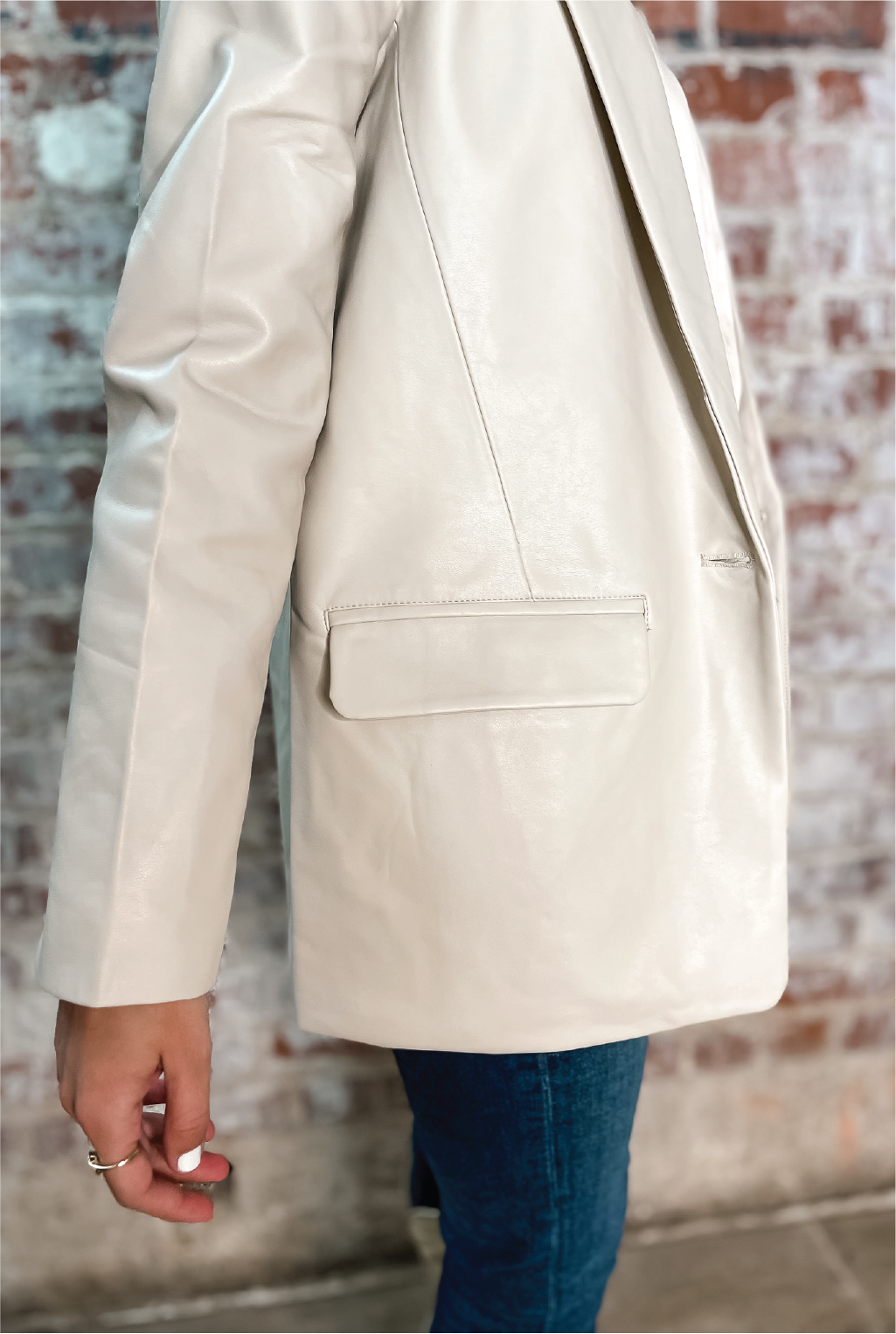 Steve Madden - Audrey Faux Leather Blazer - Bone