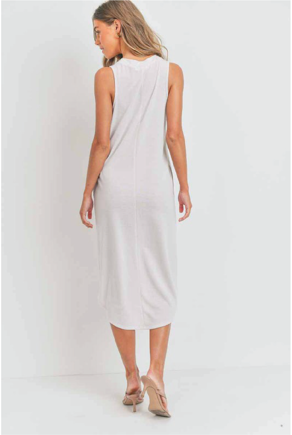 Adeline V Neck French Terry Dress - Ivory