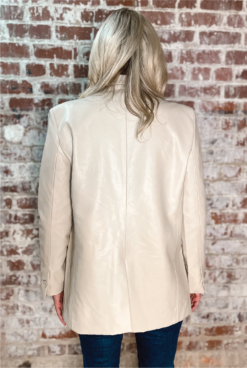 Steve Madden - Audrey Faux Leather Blazer - Bone