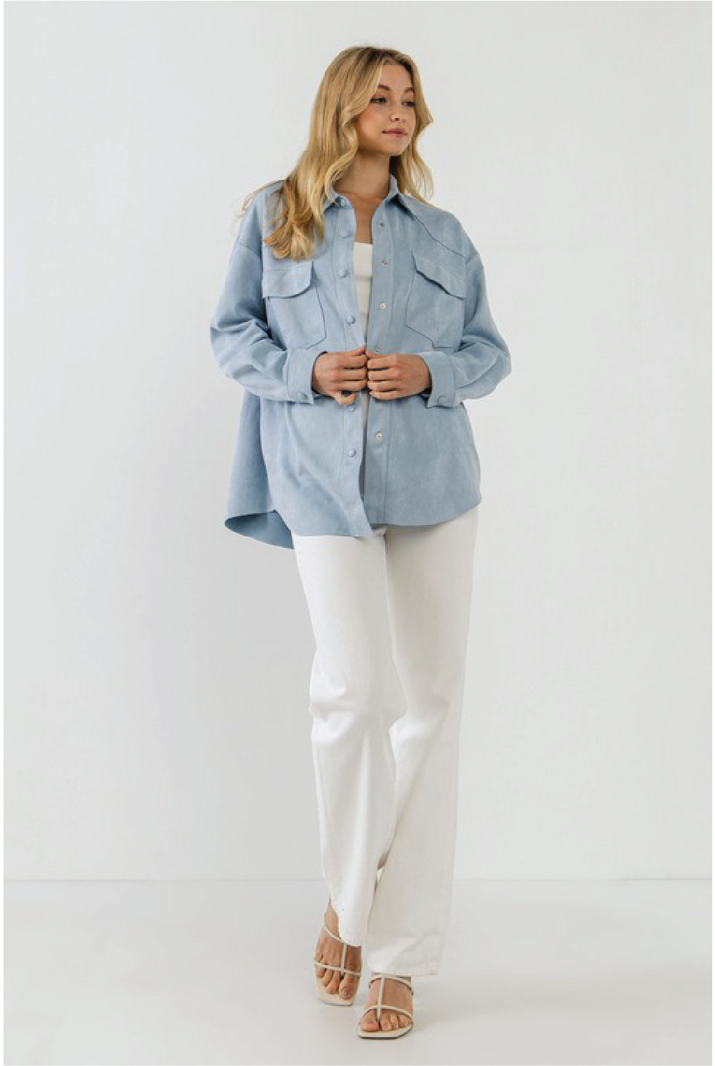 Oversized Suede Shacket - Blue