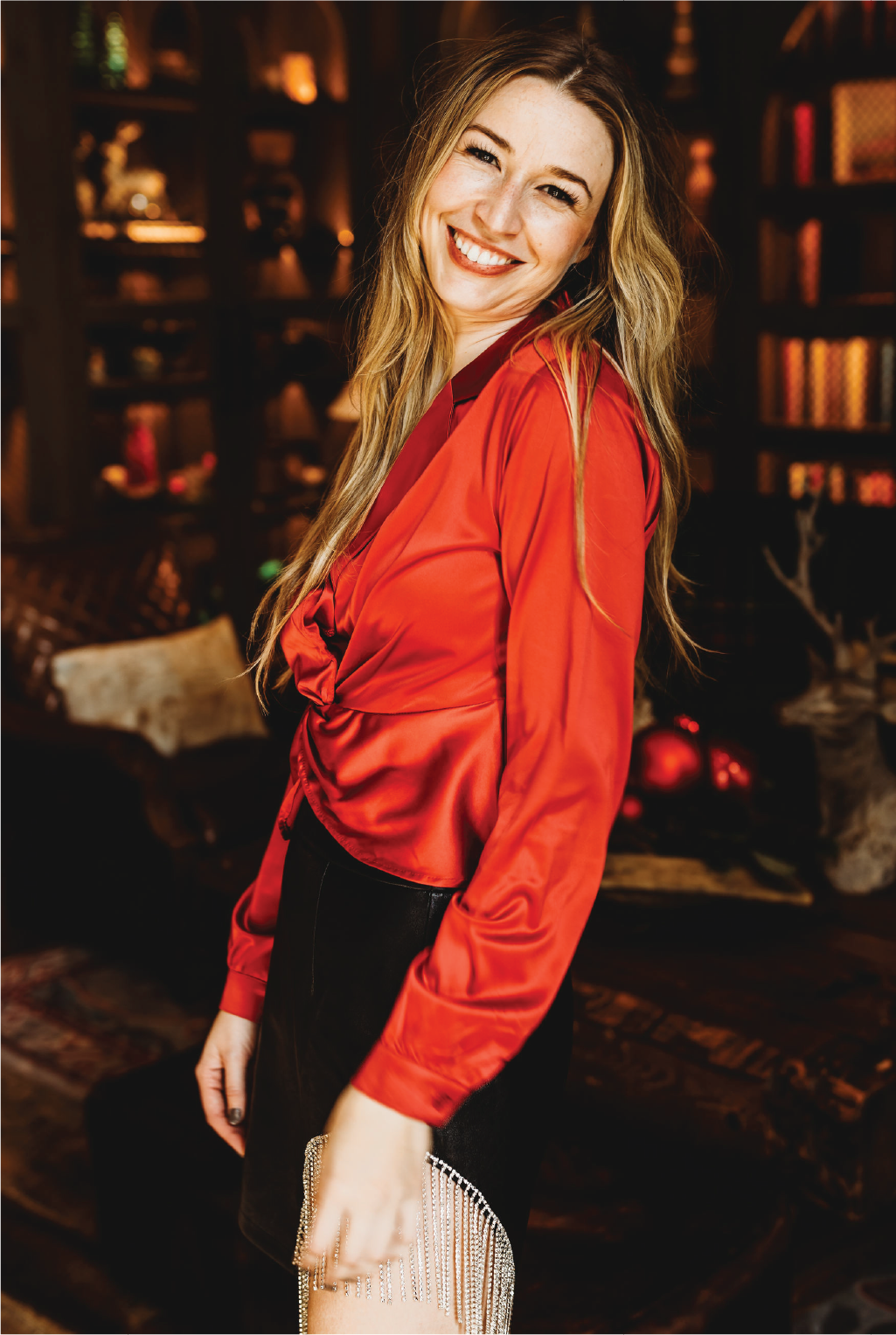 Emmerson Twist Satin Top - Red