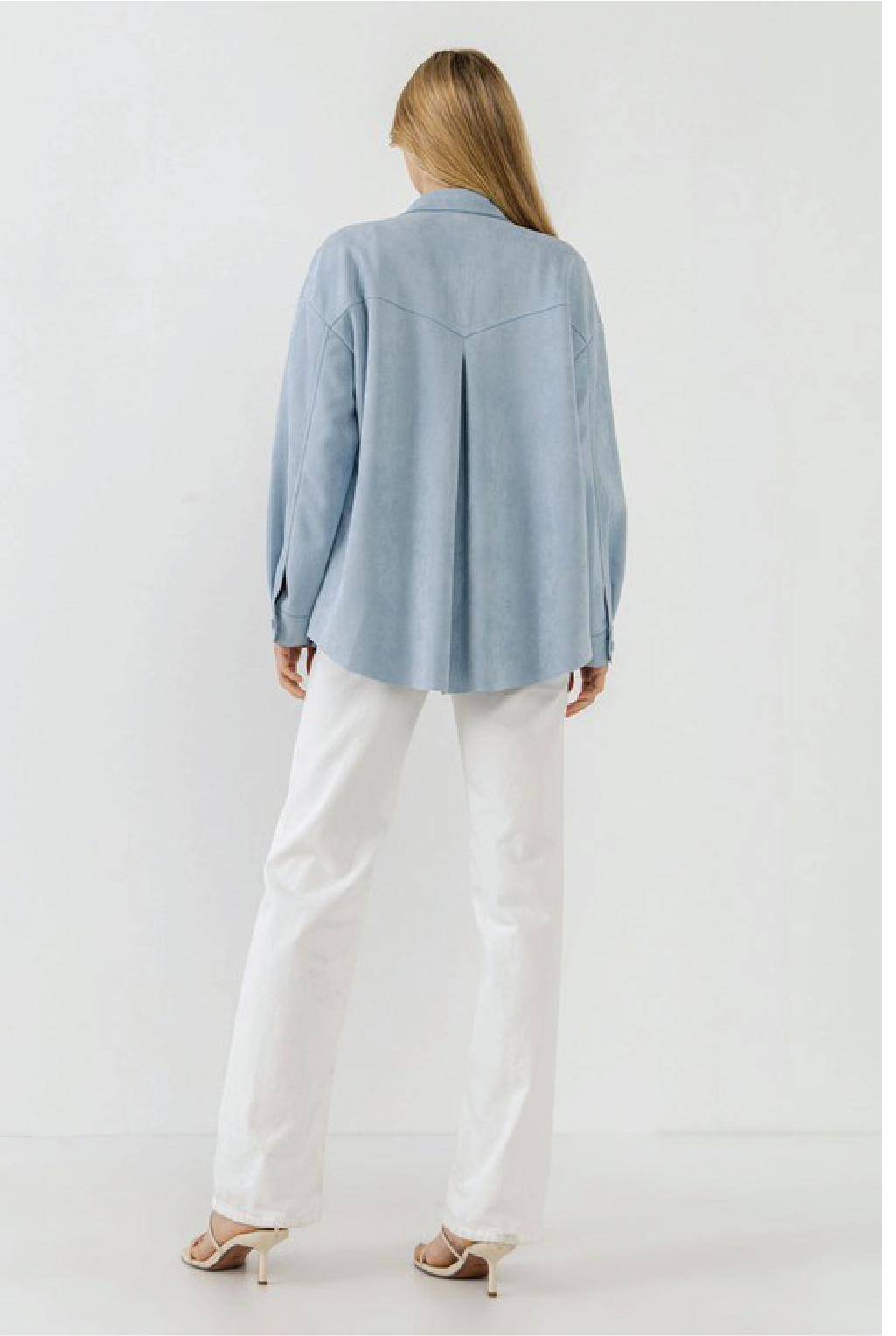 Oversized Suede Shacket - Blue