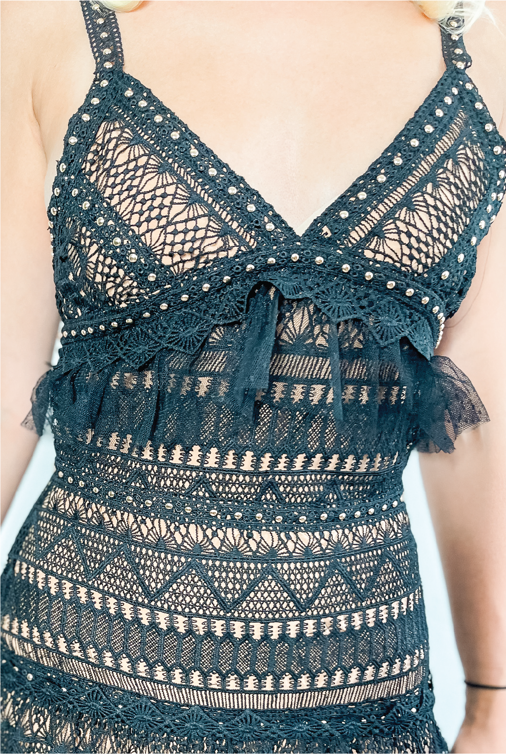 Sedona Crochet Maxi Dress - Black